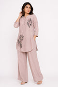Women's Dusty Pink Embroidered Coord Set