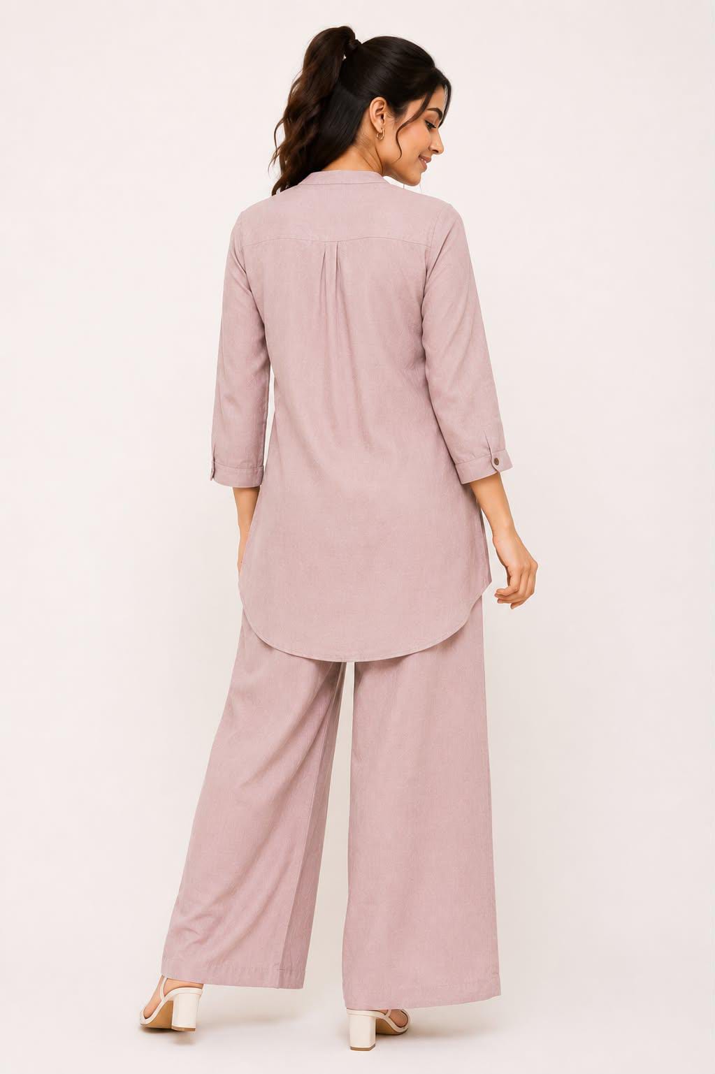 Women's Dusty Pink Embroidered Coord Set