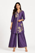 Women's Purple Premium Embroidered Coord Set
