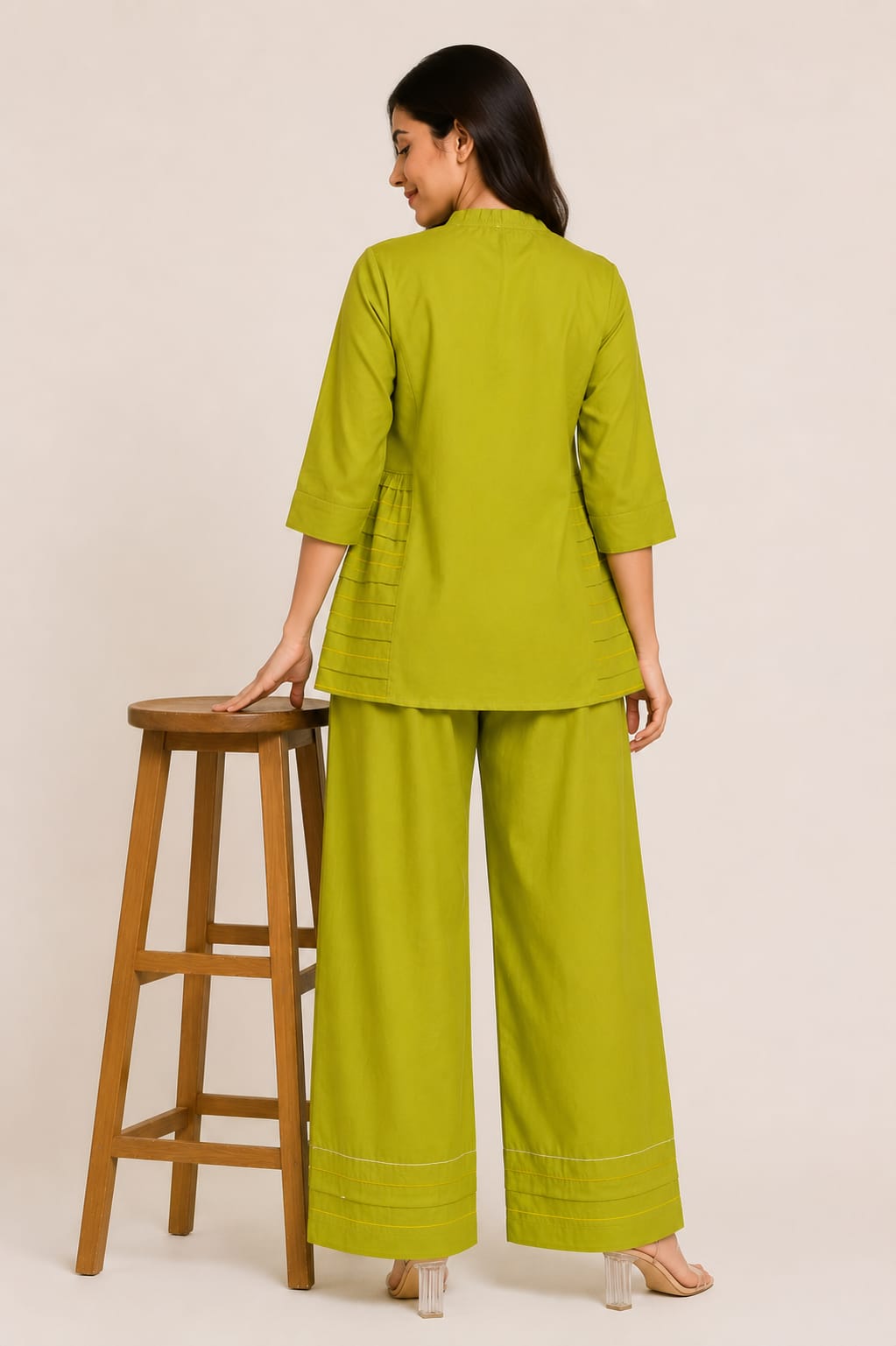 Women's Lime Green Embroidered Coord Set