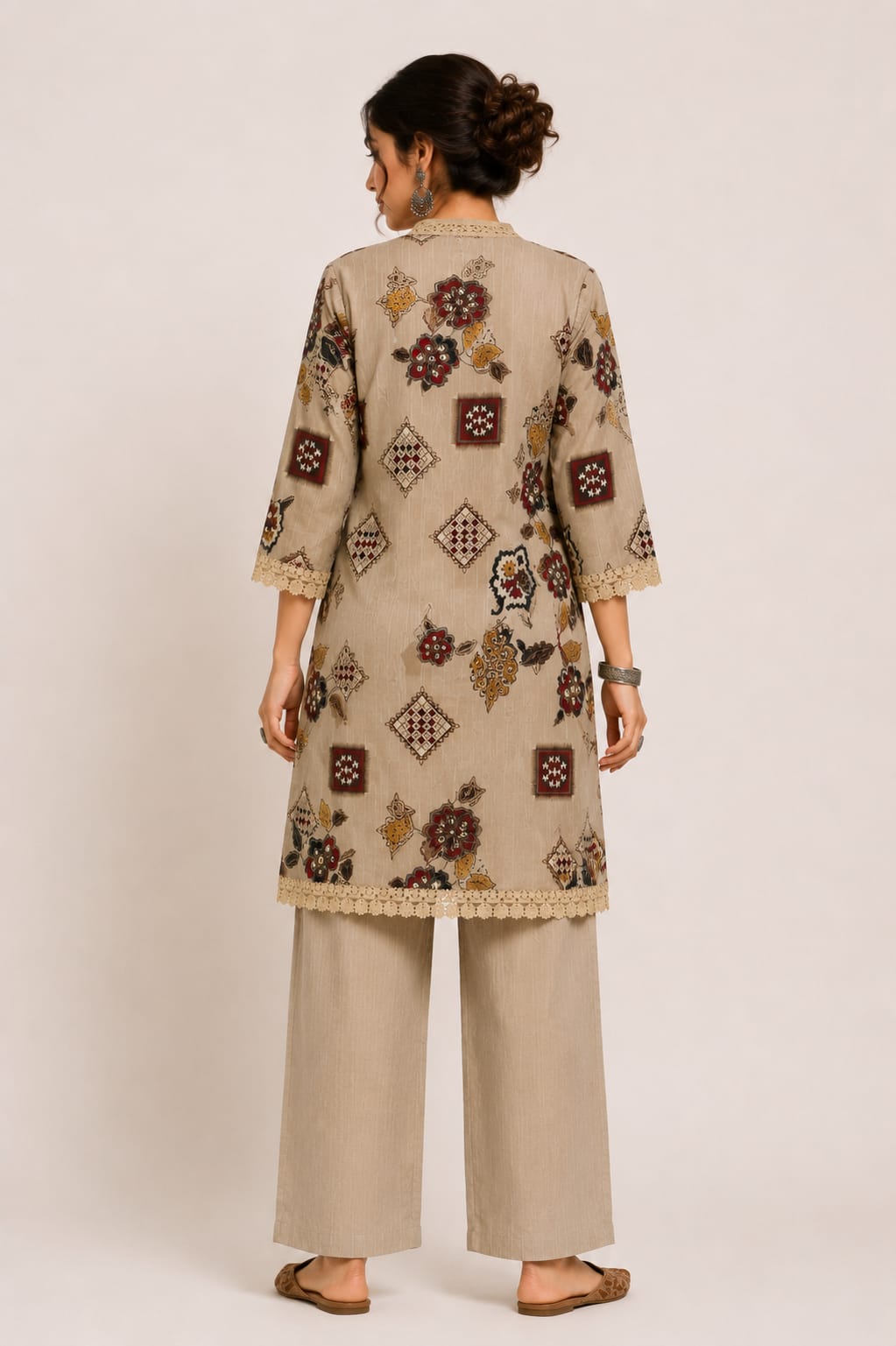 Women's Beige Batik Print Coord Set