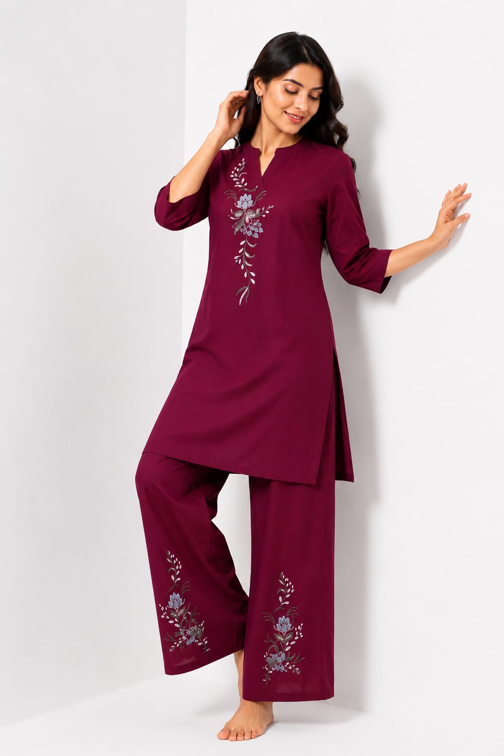 Women's Red Printed Coord Set
