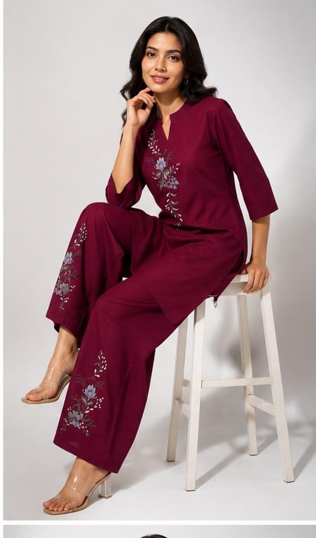 Women's Red Printed Coord Set