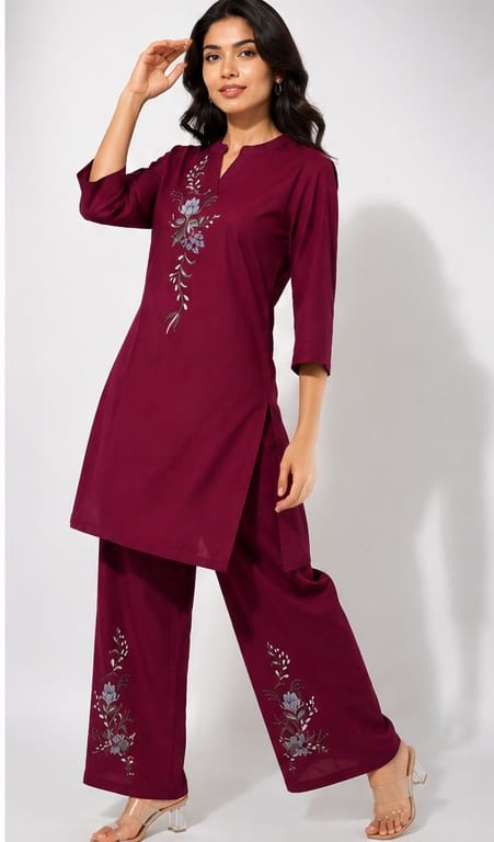 Women's Red Printed Coord Set