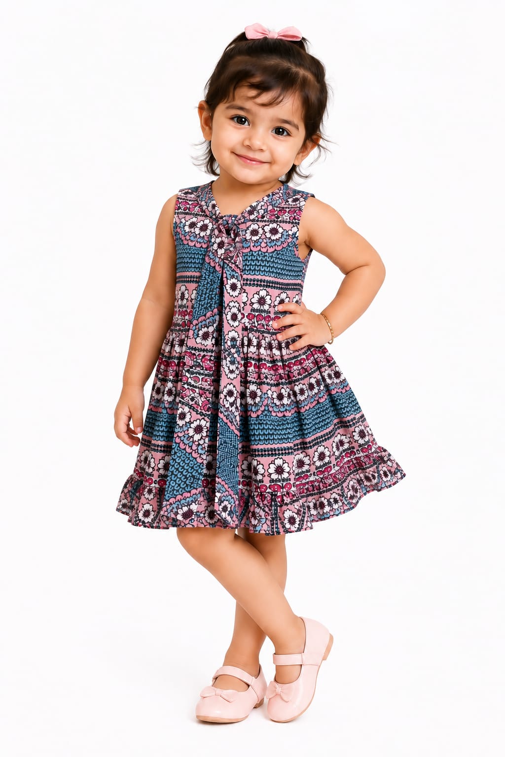 Girls' Soft Printed Flare Party Wear Dress