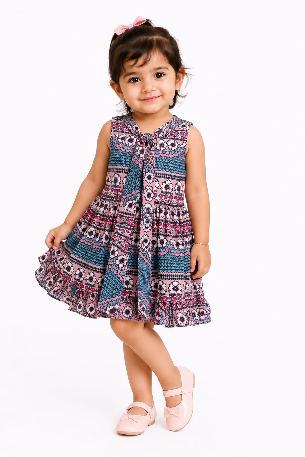 Girls' Soft Printed Flare Party Wear Dress