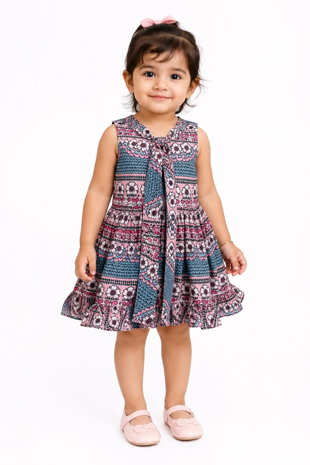 Girls' Soft Printed Flare Party Wear Dress