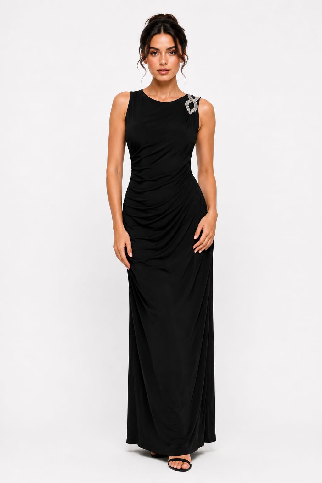 Women's Black Soft Draped Dress