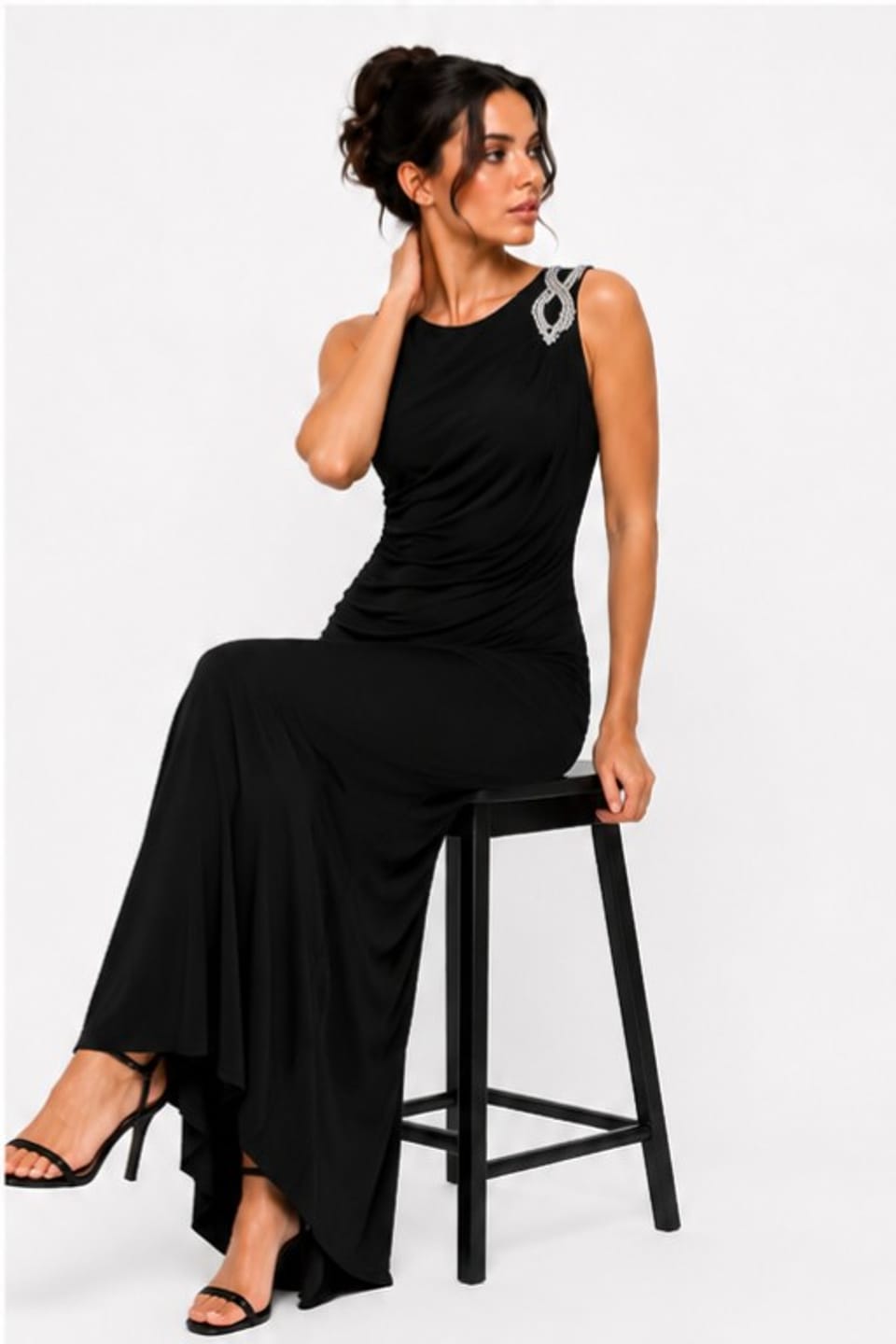 Women's Black Soft Draped Dress