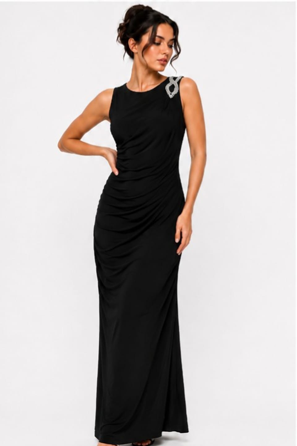 Women's Black Soft Draped Dress