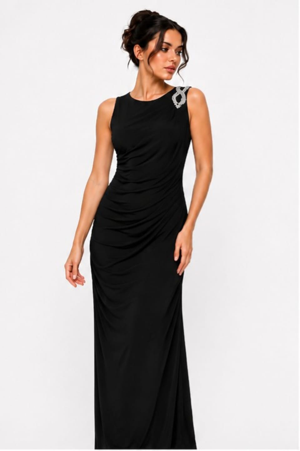 Women's Black Soft Draped Dress
