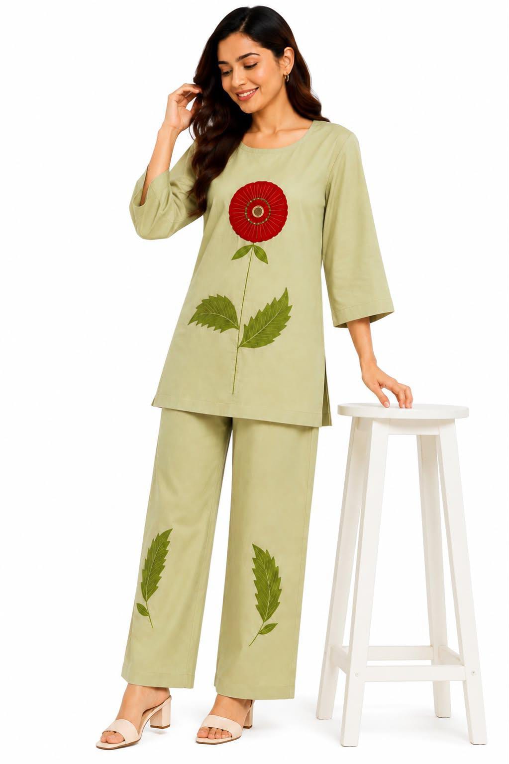 Green Printed Co-ord Set for Women