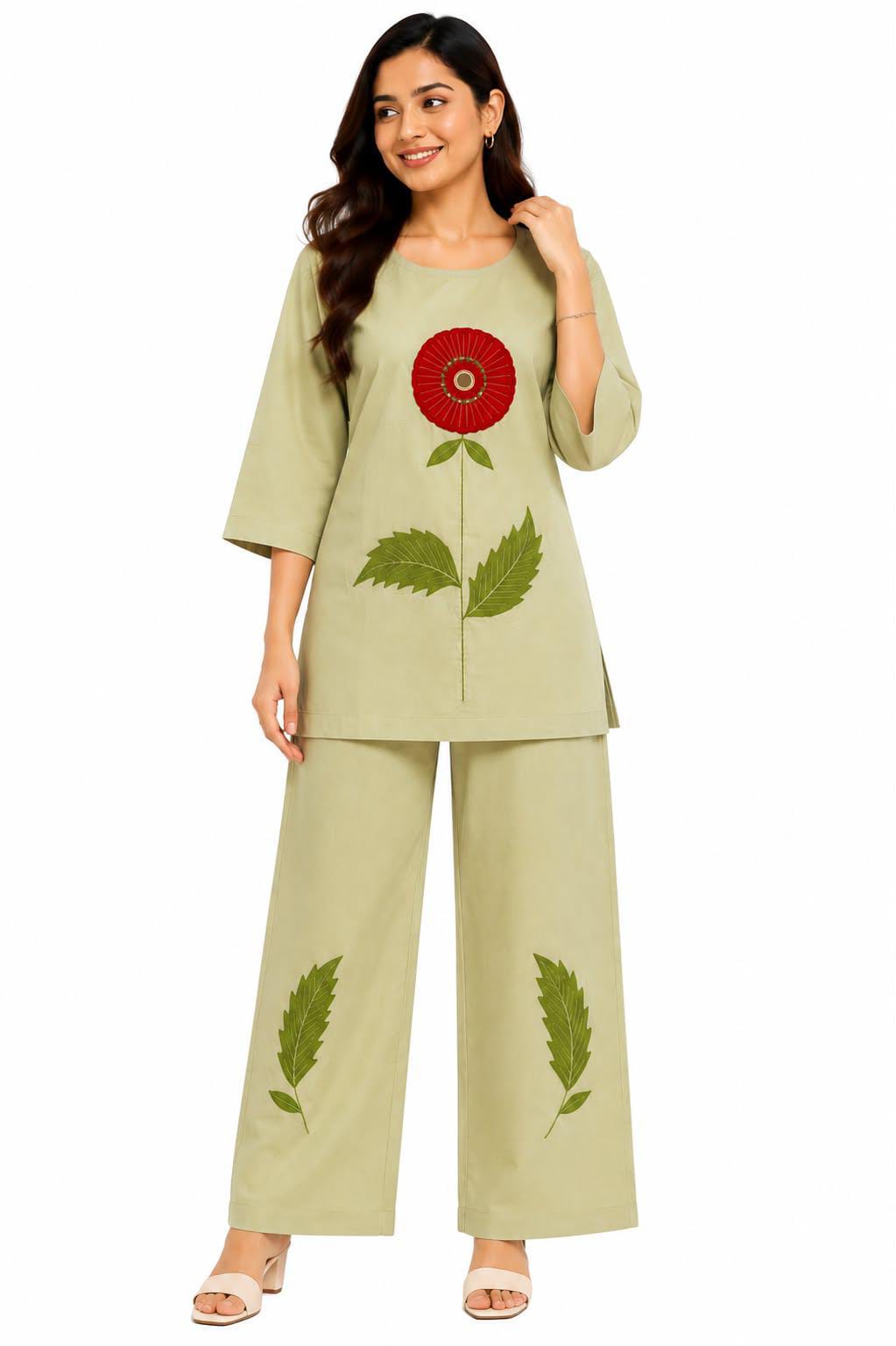 Green Printed Co-ord Set for Women