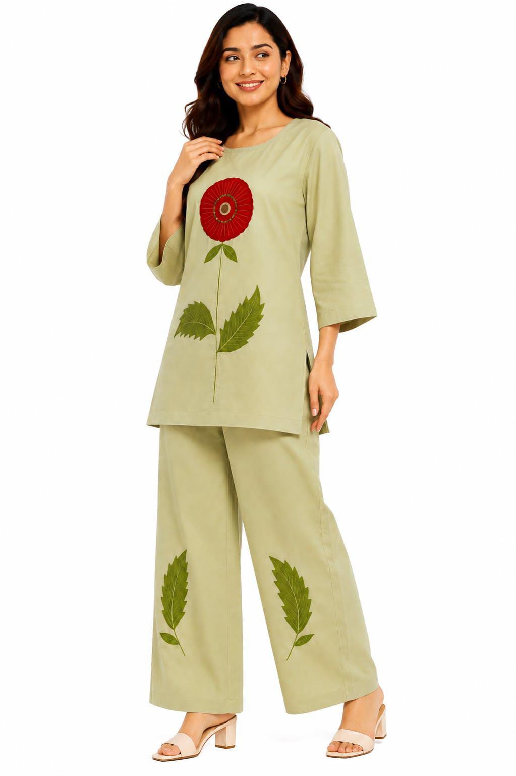Green Printed Co-ord Set for Women