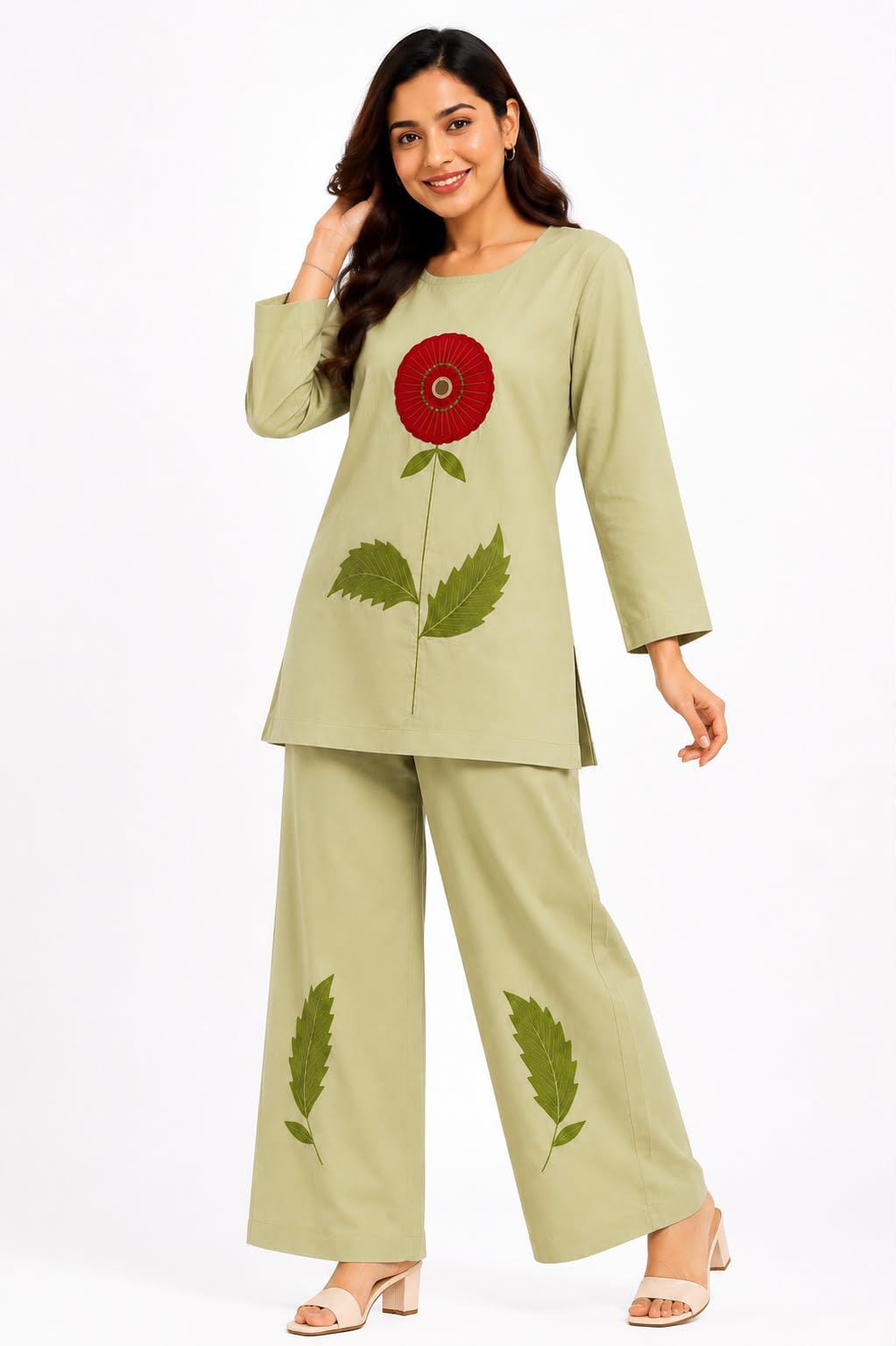 Green Printed Co-ord Set for Women
