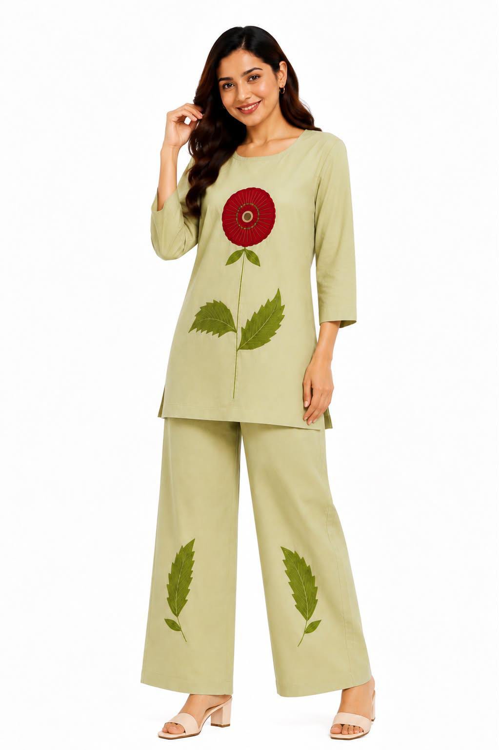 Green Printed Co-ord Set for Women