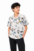 Boys Printed Blue Shirt