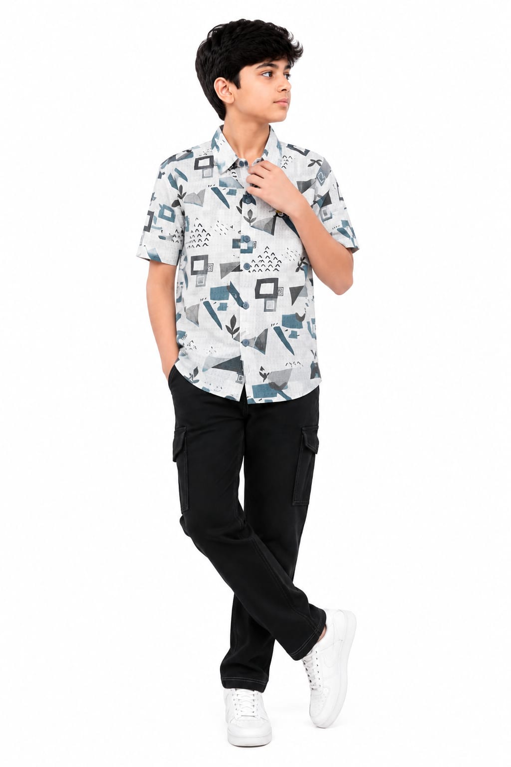 Boys Printed Blue Shirt