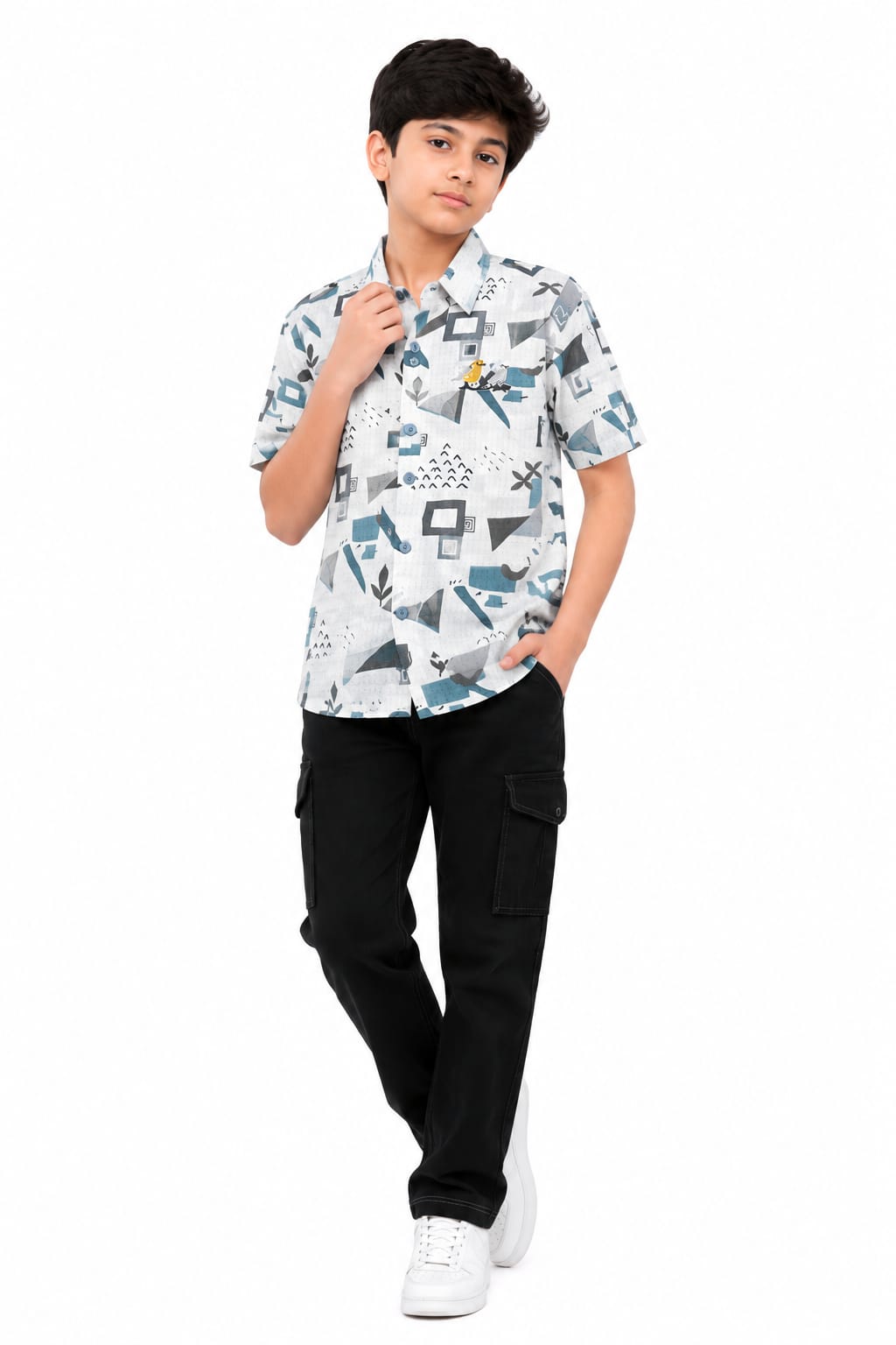 Boys Printed Blue Shirt