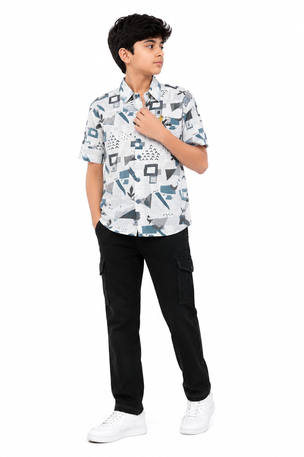 Boys Printed Blue Shirt