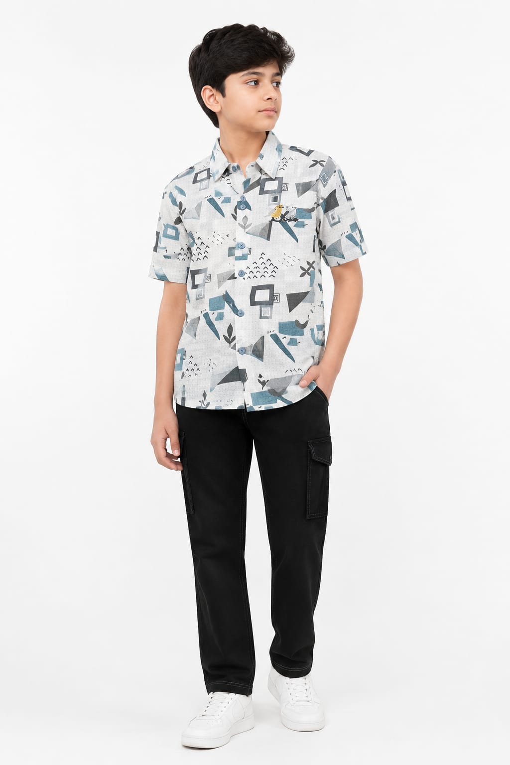 Boys Printed Blue Shirt